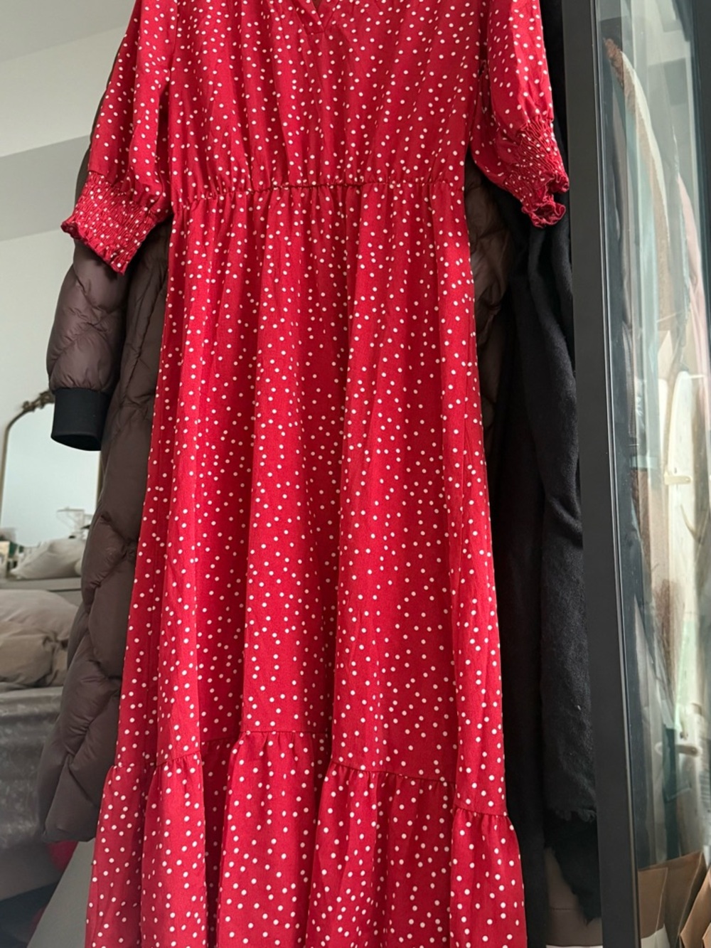 SHEIN Red Polka Dot Wrap Dress